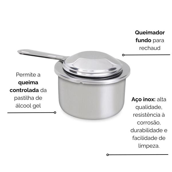 Imagem de Kit 03 Und Queimador inox fundo para rechaud Ravinox 000030