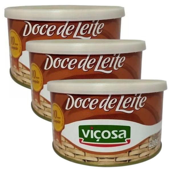 Kit 03 Unidades Doce De Leite Cremoso Viçosa O Melhor Do Brasil Lata 400g Imagem de Kit 03 Unidades Doce De Leite Cremoso Viçosa O Melhor Do Brasil Lata 400g