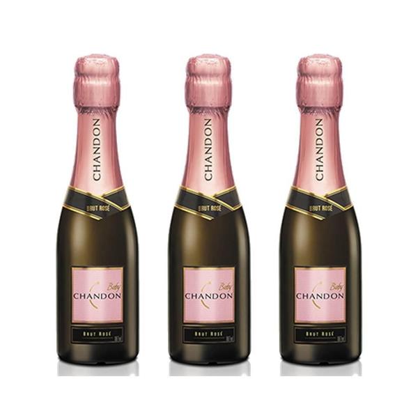 Imagem de Kit 03 Unidades Mini Espumante Chandon Baby Brut Rosé 187Ml