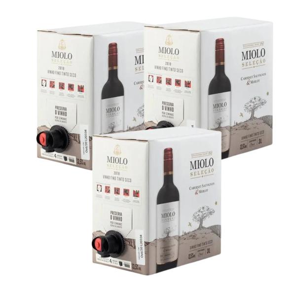 Imagem de Kit 03 Unidades Vinho Miolo Seleção Cabernet&merlot Bag 3lt