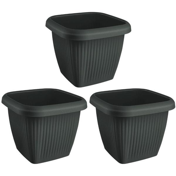 Imagem de Kit 03 Vasos Para Plantas Flores Quadrado 3,9L Decorativo Casa Jardim