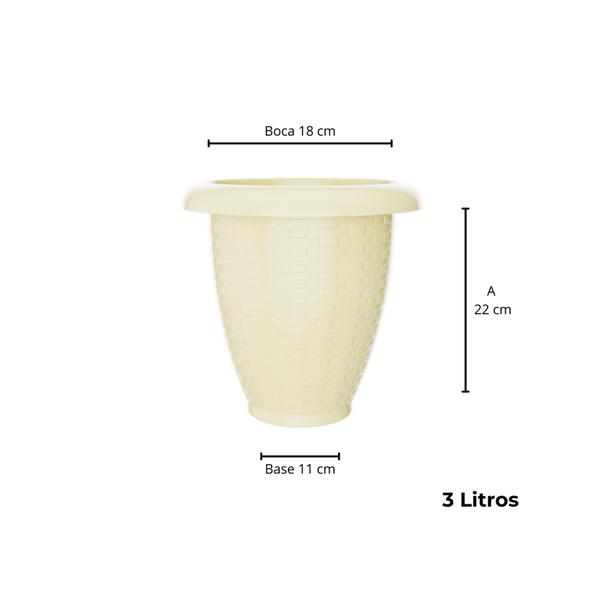 Imagem de Kit 03 Vasos PMG Rattan De Flor De Plástico Vaso Para Flores Jardim Decoração 3L 1,100L e 11L