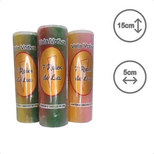 Imagem de Kit 03 Velas Votiva 7 Dias 7 Raios Colorida 260g Parafina Pura