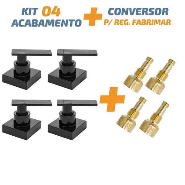 Imagem de Kit 04 Acabamento C73 Preto Registro Pressão Fabrimar