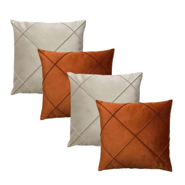 Kit 04 Almofadas Cheias em Suede Drapeada 45x45cm Decorativas Sala Quarto Sofá - JH Enxova... Kit 04 Almofadas Cheias em Suede Drapeada 45x45cm Decorativas Sala Quarto Sofá - JH Enxova...