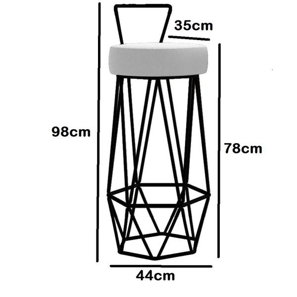 Imagem de Kit 04 Banqueta Com Encosto Botti Hexágono Cozinha Bar Ferro Bronze material sintético Branco - Ahz Móveis