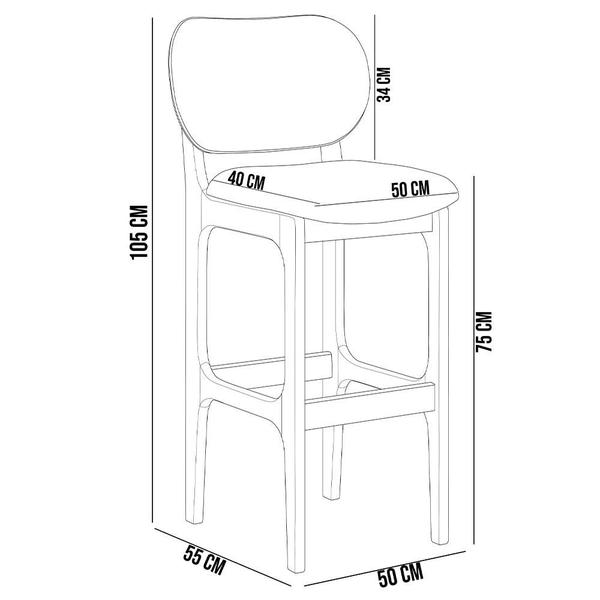 Imagem de Kit 04 Banquetas Altas Para Cozinha Bancada Sala Tela Betta Fixa L02 Bouclê Preto - Lyam