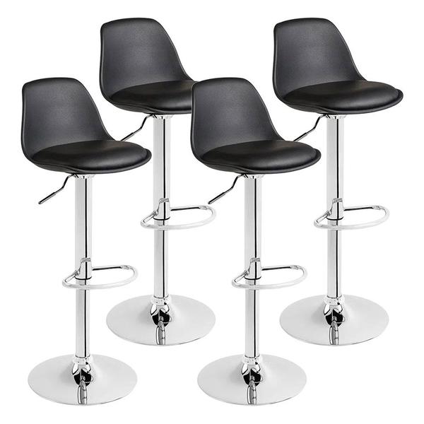 Kit 04 Banquetas Eames Cozinha Bancada Giratória Alta DU40 - Preto - Duoffice