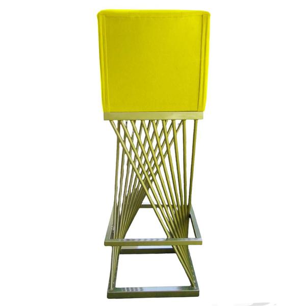 Imagem de Kit 04 Banquetas Luma Base de Ferro Sued Amarelo - D'Classe Decor