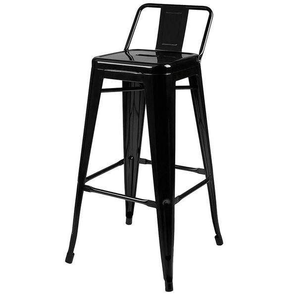 Kit 04 Banquetas Tolix com Encosto Preta 93cm - 73454 - Sun House Imagem de Kit 04 Banquetas Tolix com Encosto Preta 93cm - 73454