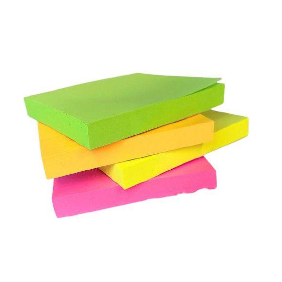 Imagem de Kit 04 Blocos Adesivos de Anotações BRW Neon 76X76mm 100 Fls