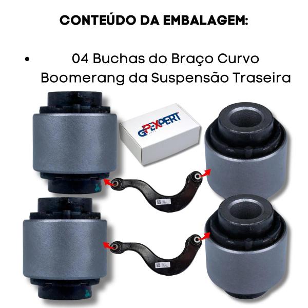 Imagem de Kit 04 buchas do braço curvo boomerang traseiro jetta tiguan passat audi q3 2019 2020 2021 2022 2023 2024