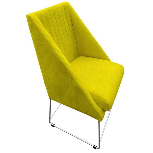 Imagem de Kit 04 Cadeiras Ana Base de Ferro prata suede Amarelo - D'Classe Decor