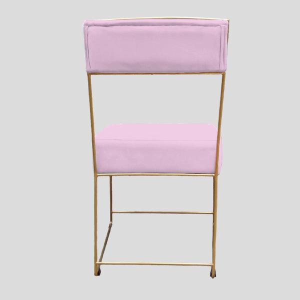 Imagem de Kit 04 Cadeiras Atena Base de Ferro Maciço dourada suede Rosa Bebê - D'Classe Decor