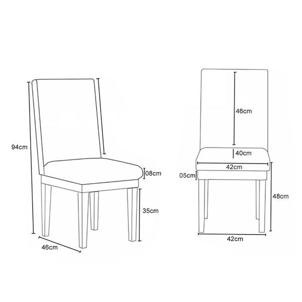 Imagem de Kit 04 Cadeiras de Cozinha Alice Para Mesa de Jantar Linho Cinza - Madeira Prima Deccor
