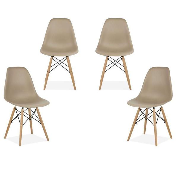 Imagem de Kit 04 Cadeiras Decorativas Eiffel Charles Eames F03 Nude com Pés de Madeira - Lyam Decor