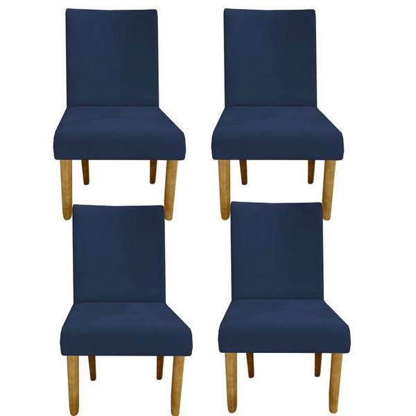 Imagem de Kit 04 Cadeiras Para Sala De Jantar Berlim Pés palito Suede Azul Marinho - D'Classe Decor