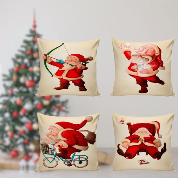 Imagem de Kit 04 Capas de Almofadas Decorativas 43x43Cm de Natal