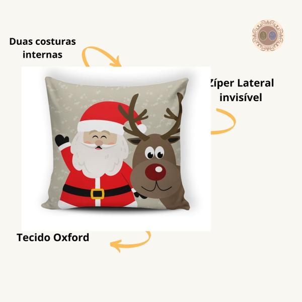 Imagem de Kit 04 Capas de Almofadas Decorativas 43x43Cm de Natal