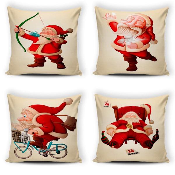 Imagem de Kit 04 Capas de Almofadas Decorativas 43x43Cm de Natal