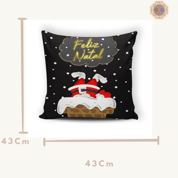 Imagem de Kit 04 Capas De Almofadas Decorativas Natal Papai Noel Chaminé Ponta Cabeça