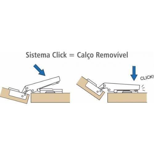 Imagem de Kit 04 Dobradiça Inox Reta ou Curva  Amortecedor Click 35mm