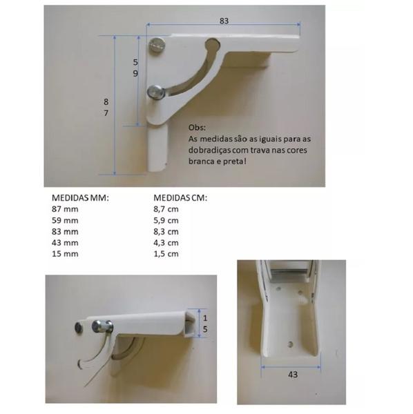 Imagem de Kit 04 Dobradiça Para Pés De Mesa Dobravel Com Trava KROK- Preta