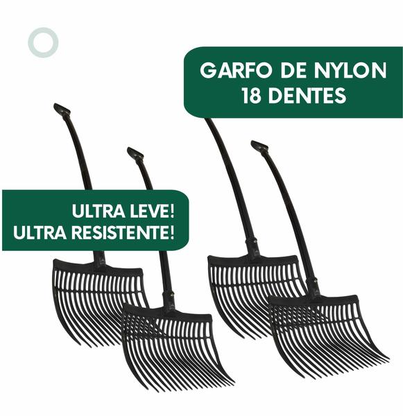 Imagem de Kit 04 garfo de nylon reforcado limpa baias haras profissional