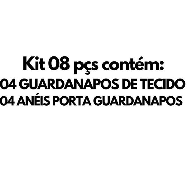 Imagem de Kit 04 Guardanapos de Tecido Branco e 04 Anéis PG Lacinho Poá Vermelho