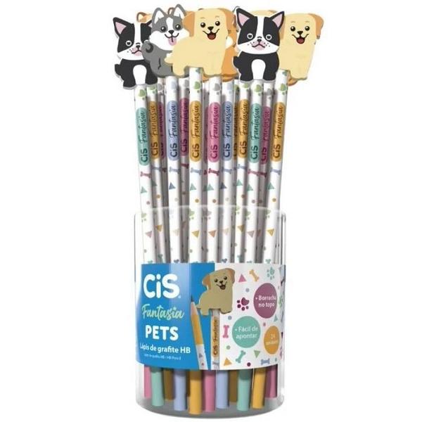 Imagem de kit 04 Lápis Preto Grafite HB CIS Fantasia Pets com Borracha