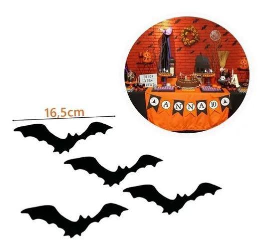 Imagem de Kit 04 Morcego Plástico Colar Parede Simples Festa Halloween