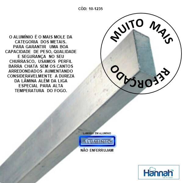 Imagem de Kit 04 Peças Espeto Churrasco Alumínio 95 Cm Chato Largo Cabo Madeira