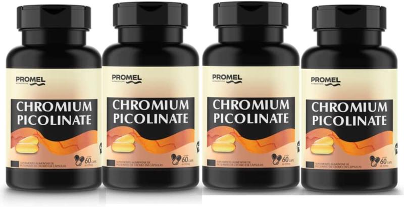 Kit 04 Picolinato de Cromo 60 Cápsulas 300 mg Promel Imagem de Kit 04 Picolinato de Cromo 60 Cápsulas 300 mg Promel