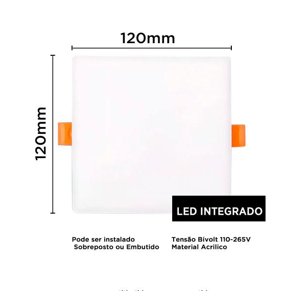 Imagem de Kit 04 Plafon Borda Infinita Sala Quarto Closet 24W 120mm x 120mm Bivolt