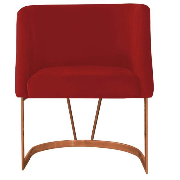 Imagem de Kit 04 Poltrona Cadeira Aurora Luxo Confort Industrial Ferro Bronze Suede Vermelho - Ahz Móveis