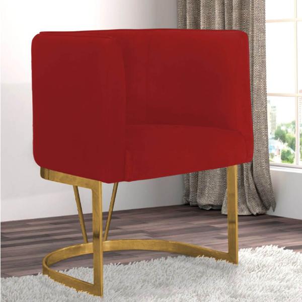 Imagem de Kit 04 Poltrona Cadeira Aurora Luxo Confort Industrial Ferro Dourado Veludo Vermelho - Ahz Móveis