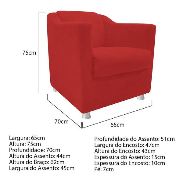 Imagem de kit 04 Poltrona Decorativa Recepção Tila Corano Vermelho