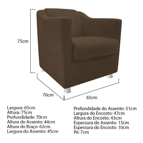 Imagem de kit 04 Poltrona Decorativa Recepção Tila Suede Marrom