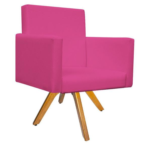 Imagem de Kit 04 Poltronas Arenzza Base Giratória de Madeira Corano Pink - DAMAFFÊ MÓVEIS