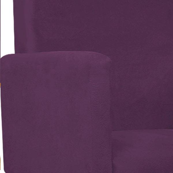 Imagem de Kit 04 Poltronas Arenzza Base Giratória de Madeira Suede Roxo - DAMAFFÊ MÓVEIS