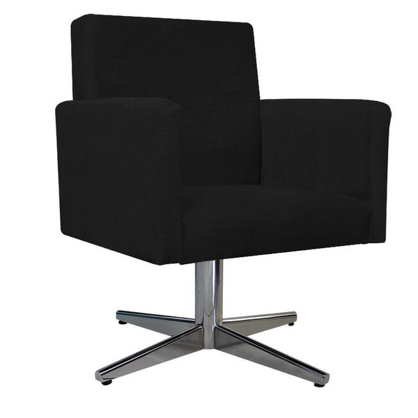 Imagem de Kit 04 Poltronas Arenzza Base Giratória de Metal Suede Preto - DAMAFFÊ MÓVEIS