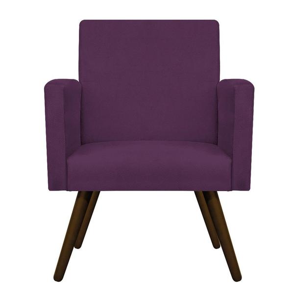 Imagem de kit 04 Poltronas Arenzza Palito Tabaco Suede Roxo - DAMAFFÊ MÓVEIS