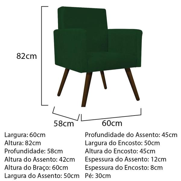 Imagem de kit 04 Poltronas Arenzza Palito Tabaco Suede Verde - KDAcanto Móveis