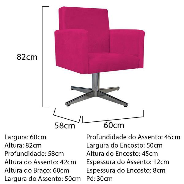 Imagem de Kit 04 Poltronas Beatriz Base Giratória de Metal Suede Pink - DAMAFFÊ MÓVEIS