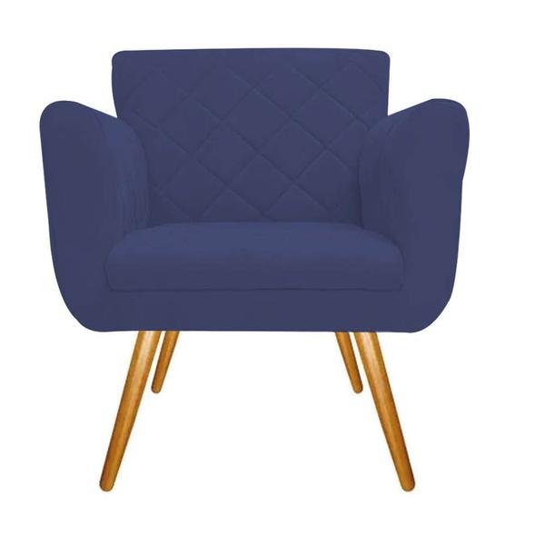 Imagem de Kit 04 Poltronas Cadeira Decorativa Cloe  Pé Palito Para Sala de Estar Recepção Escritório Suede Azul Marinho - Damaffê Móveis