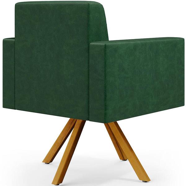 Imagem de Kit 04 Poltronas Decorativa Base Giratória de Madeira Helô L02 Facto Verde Musgo - Lyam Decor