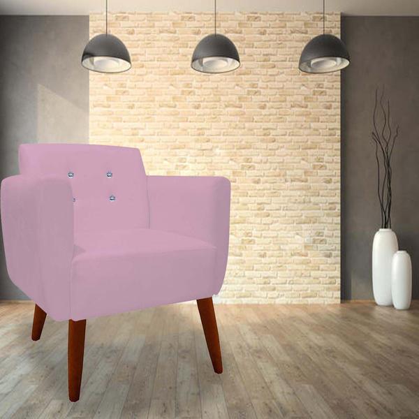 Imagem de kit 04 Poltronas Decorativa Duda C/Strass Suede Rosa Bebê - D'Classe Decor