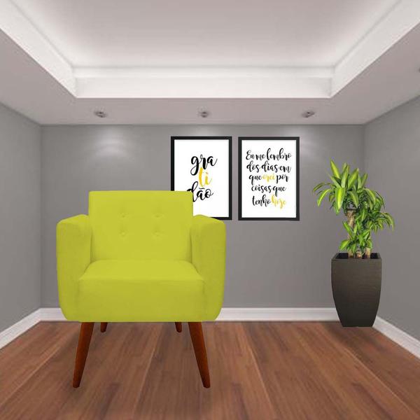 Imagem de Kit 04 Poltronas Decorativa Duda Suede Amarelo - D'Classe Decor