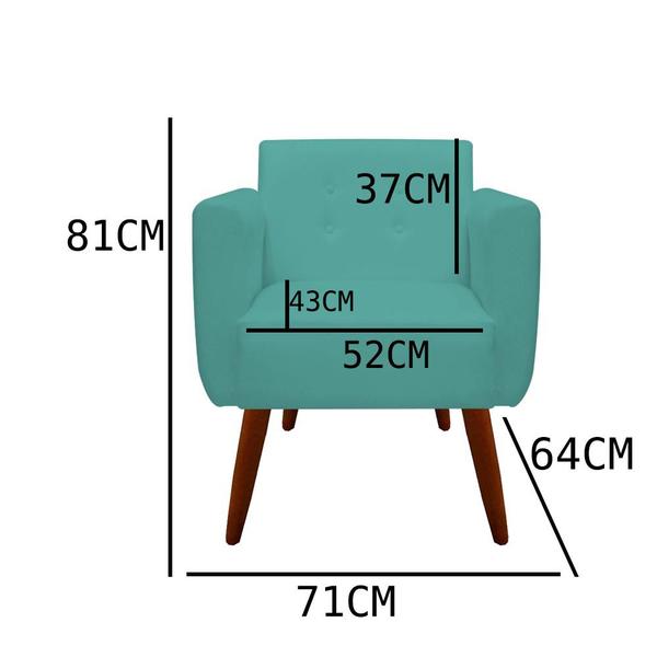 Imagem de Kit 04 Poltronas Decorativa Duda Suede Azul Tiffany - D'Classe Decor