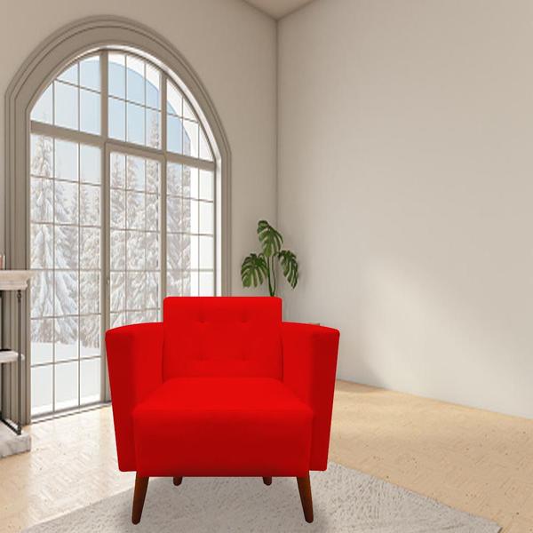 Imagem de kit 04 Poltronas Decorativa Isa Pés Palito Suede Vermelho - D'Classe Decor